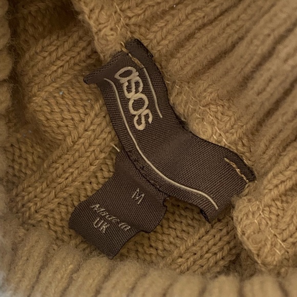 ASOS Cable Knit Turtleneck Cardigan Medium Tan Chunky Minimalist Cottage… - Picture 10 of 12
